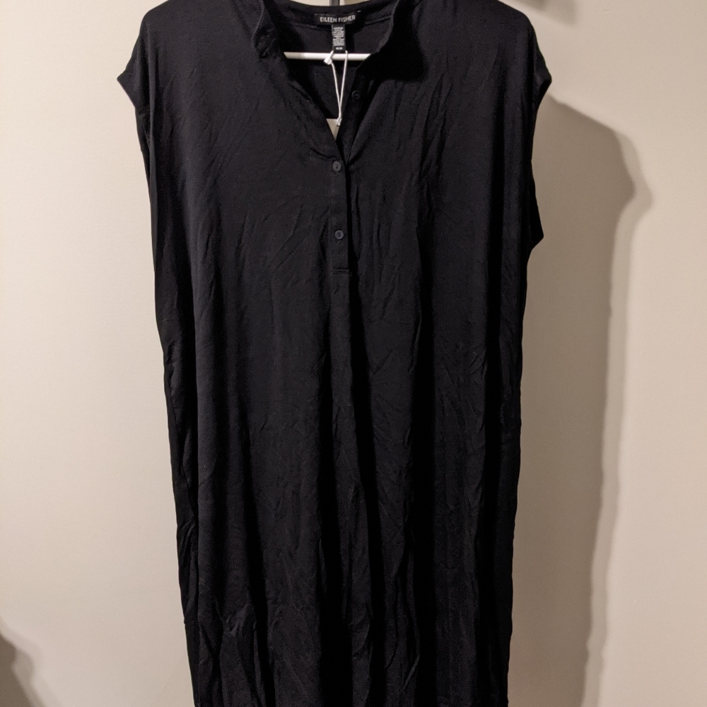 NWT Eileen Fisher Black Jersey Dress